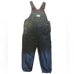 Oshkosh B’gosh Denim Plaid Lined Overalls Size 3T
